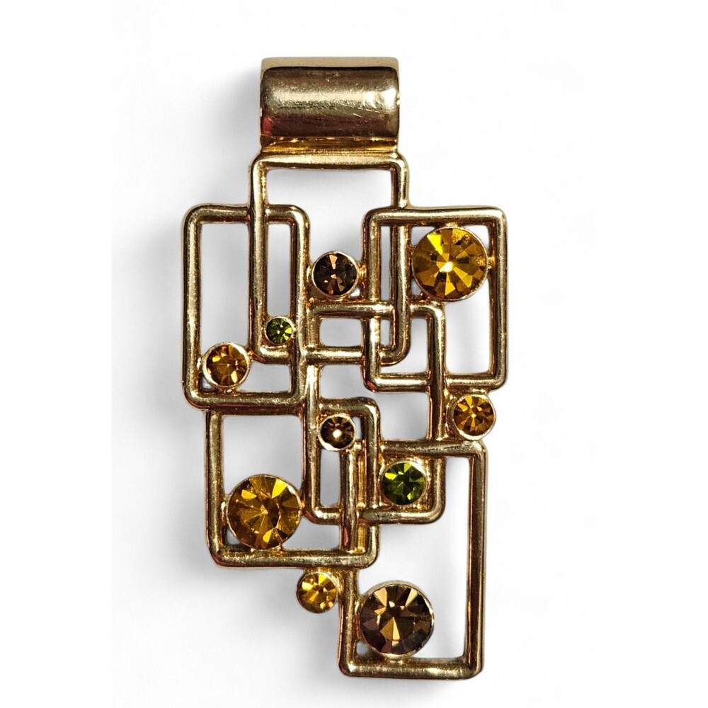 Lia Sophia Jigsaw Pendant Slide Gold Tone Multicolor Rhinestones Autumn Modern